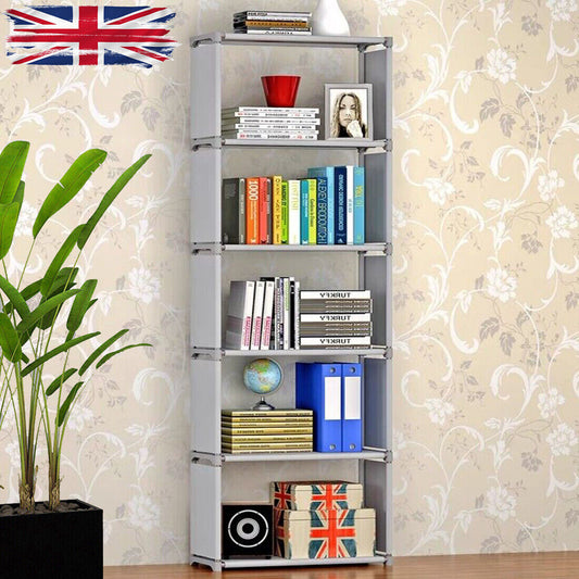 Modern 6-Tier Bookshelf – Space-Saving Home Storage & Display Unit (156x40x28cm)