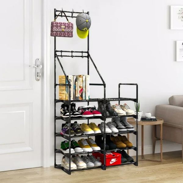 Modern 5-Layer Multi-Functional Shoe Rack, Coat Rack – Space-Saving Shoe Organizer for Home & Entryway