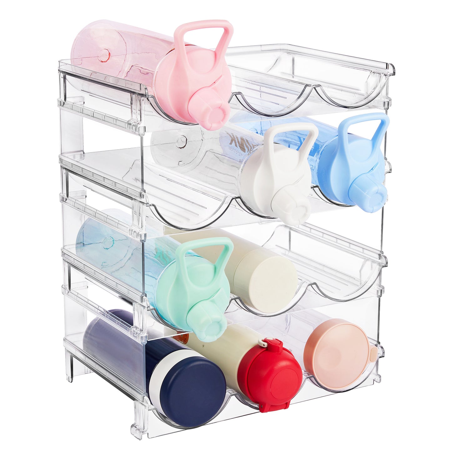 Crystal Clear Hydration Hub: Modern Water Bottle Organizer Tumbler Holder