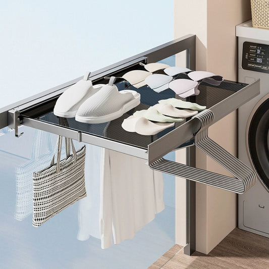 Foldable Clothes Drying Rack - Space-Saving Wall-Mounted Net for Indoor Drying