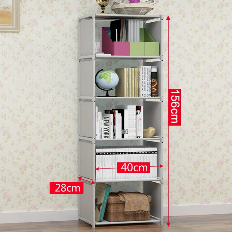 Modern 6-Tier Bookshelf – Space-Saving Home Storage & Display Unit (156x40x28cm)