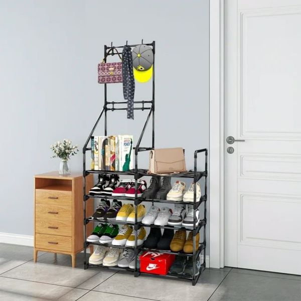 Modern 5-Layer Multi-Functional Shoe Rack, Coat Rack – Space-Saving Shoe Organizer for Home & Entryway