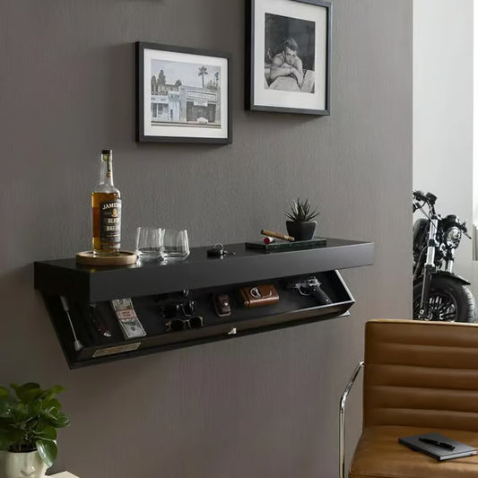 Wall-Mounted Floating Shelf with Hidden Storage