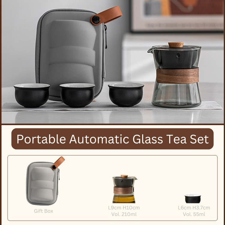 Portable Automatic Glass Tea Set – Gongfu Tea Brewer for Home & Travel