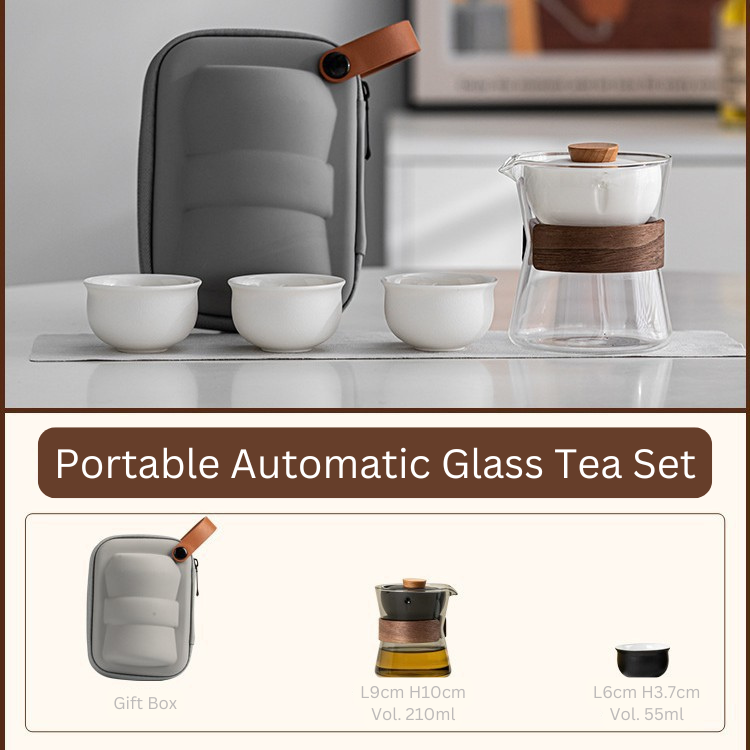 Portable Automatic Glass Tea Set – Gongfu Tea Brewer for Home & Travel