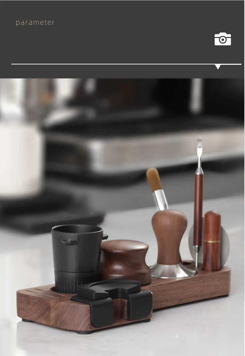 Wooden Coffee Tamper Station Stand - Espresso Portafilter Holder Base Rack