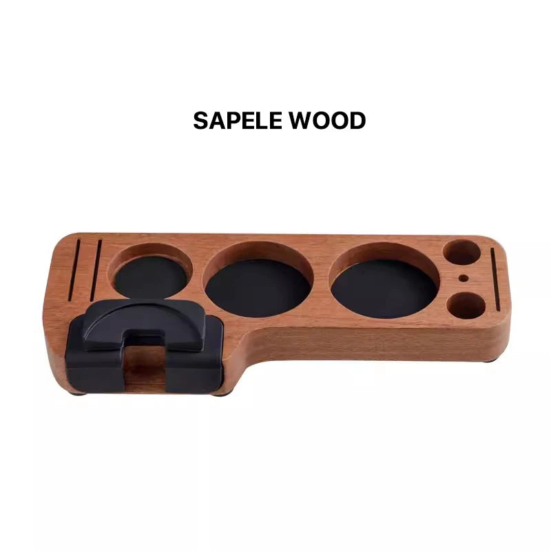 Wooden Coffee Tamper Station Stand - Espresso Portafilter Holder Base Rack