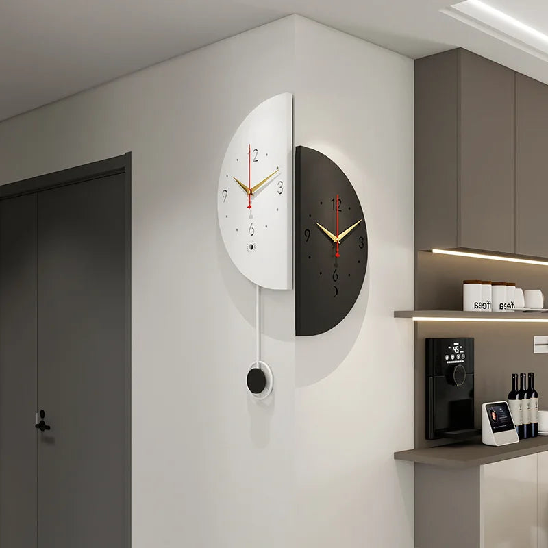 Modern Dual-Face Corner Wall Clock with LED Backlight – Stylish Home Decor