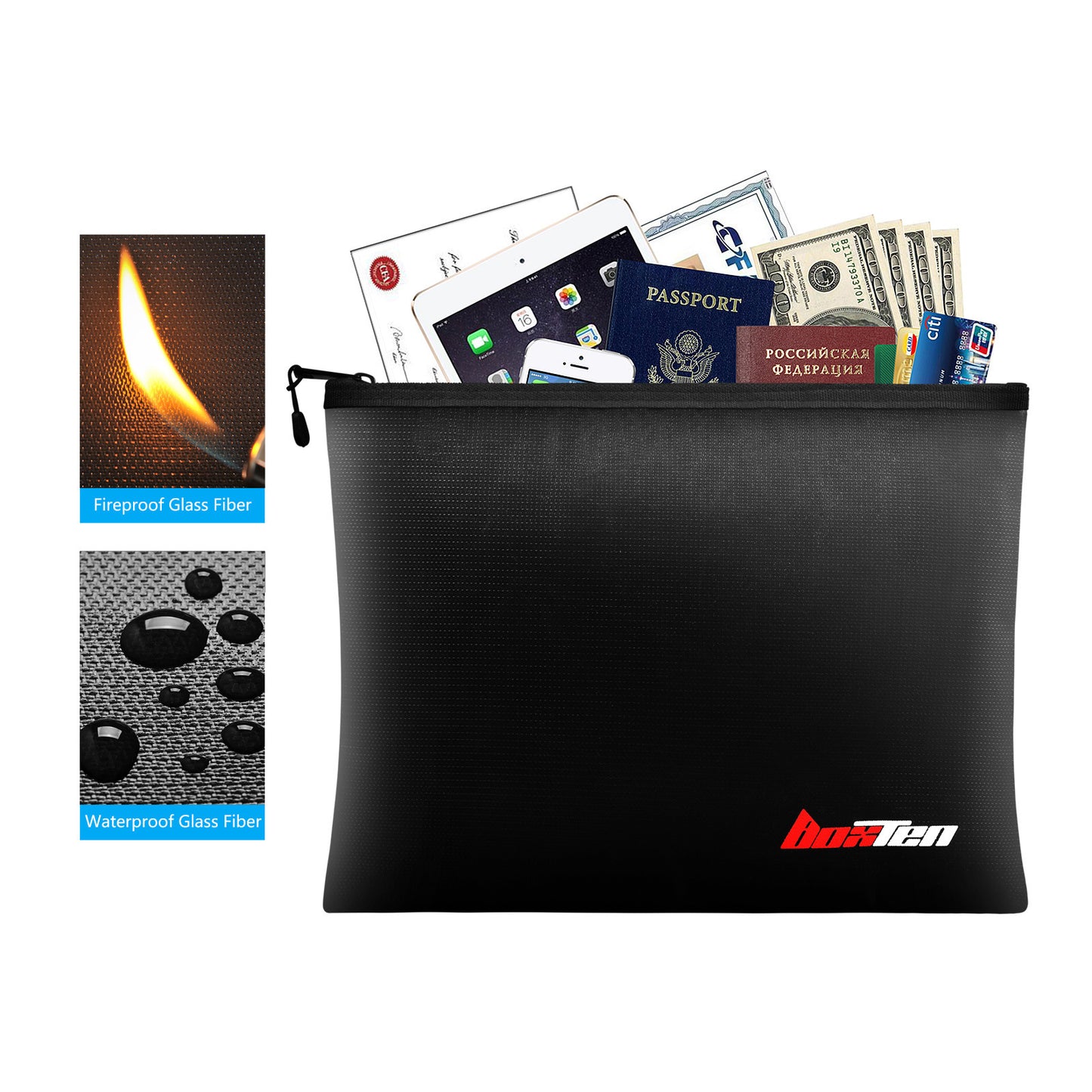 Fireproof Document Bag – High Temperature Resistant Fiberglass, Waterproof File Storage for Valuables