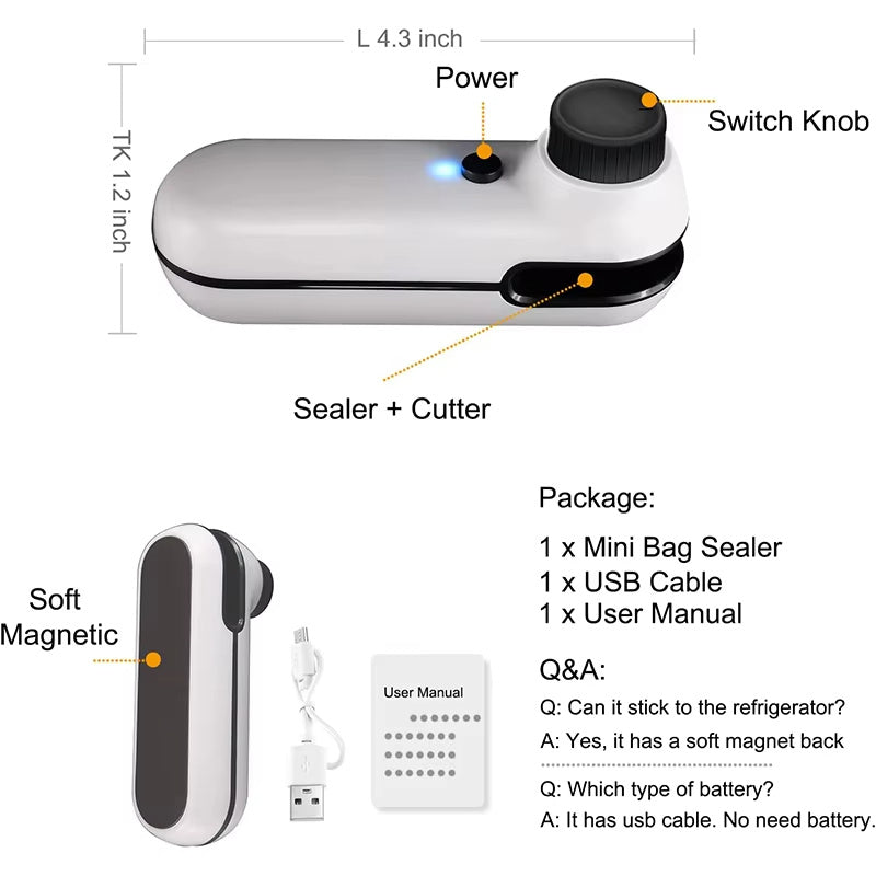 Mini Heat Sealer & Cutter for Food Bags