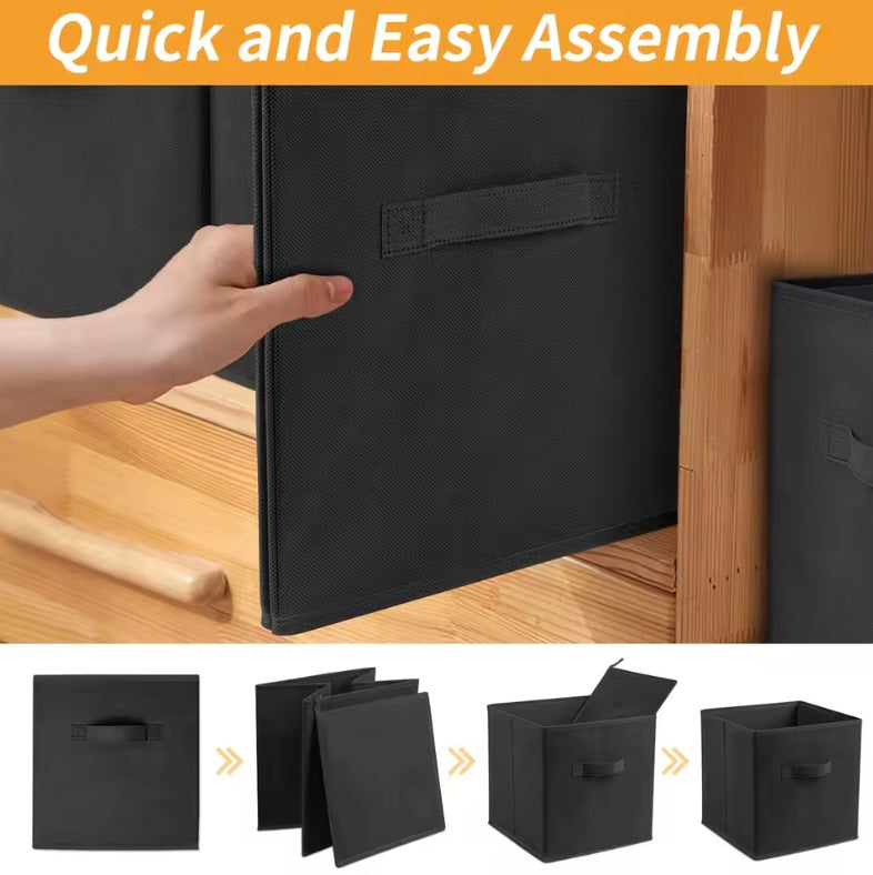 Versatile 6pcs Foldable Fabric Drawer Organizer – Space-Saving Collapsible Storage Bin (26.7x26.7x28cm)