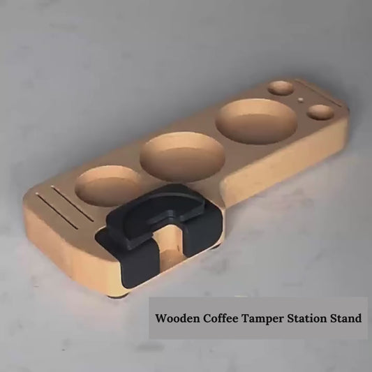 Wooden Coffee Tamper Station Stand - Espresso Portafilter Holder Base Rack